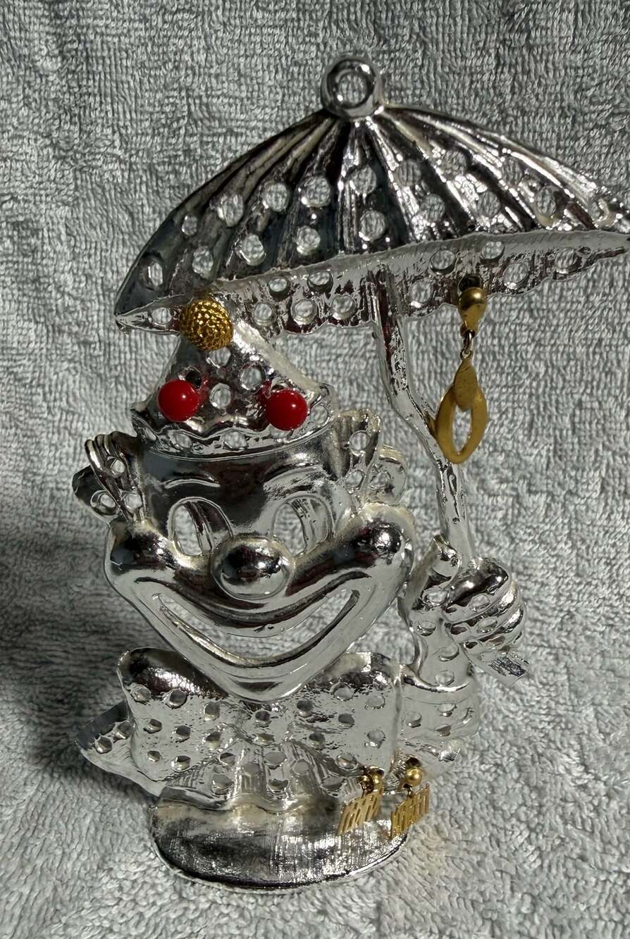 Torino Silvertone Clown Earring Holder Tree